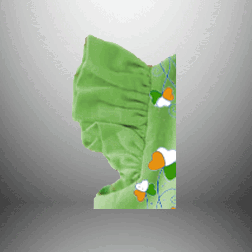 Girls Knee Length Frock with Frills and Tri-color Motif-RKFCW377 - Image 4